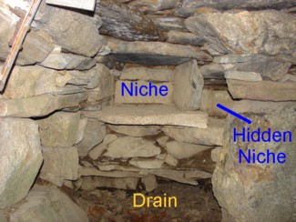 America's Stonehenge - Oracle Chamber - Niches & Drain Entrance