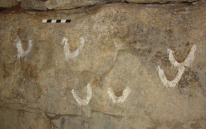 America's Stonehenge - Native American Pecked Trapezoid Shaped Petroglyph