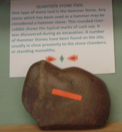 America's Stonehenge - Native American Quartzite Hammer Stone